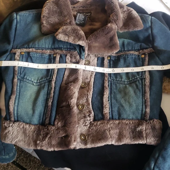 Late 90's Bebe denim jacket brown faux fur trim,rare!” - Picture 11 of 14